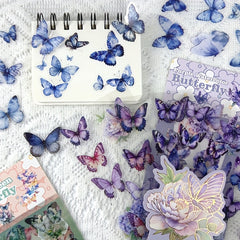 6 Sheets Floral Butterfly Stickers Self Adhesive Decals with Golden Accents