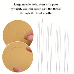 38pcs Beading Needles Set Big Eye & Straight Needles with Threader and Bottle