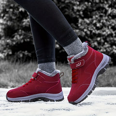 Warm Snow Boots Hook & Loop Winter Keep Warm Boots Comfort Flat Walking Boots
