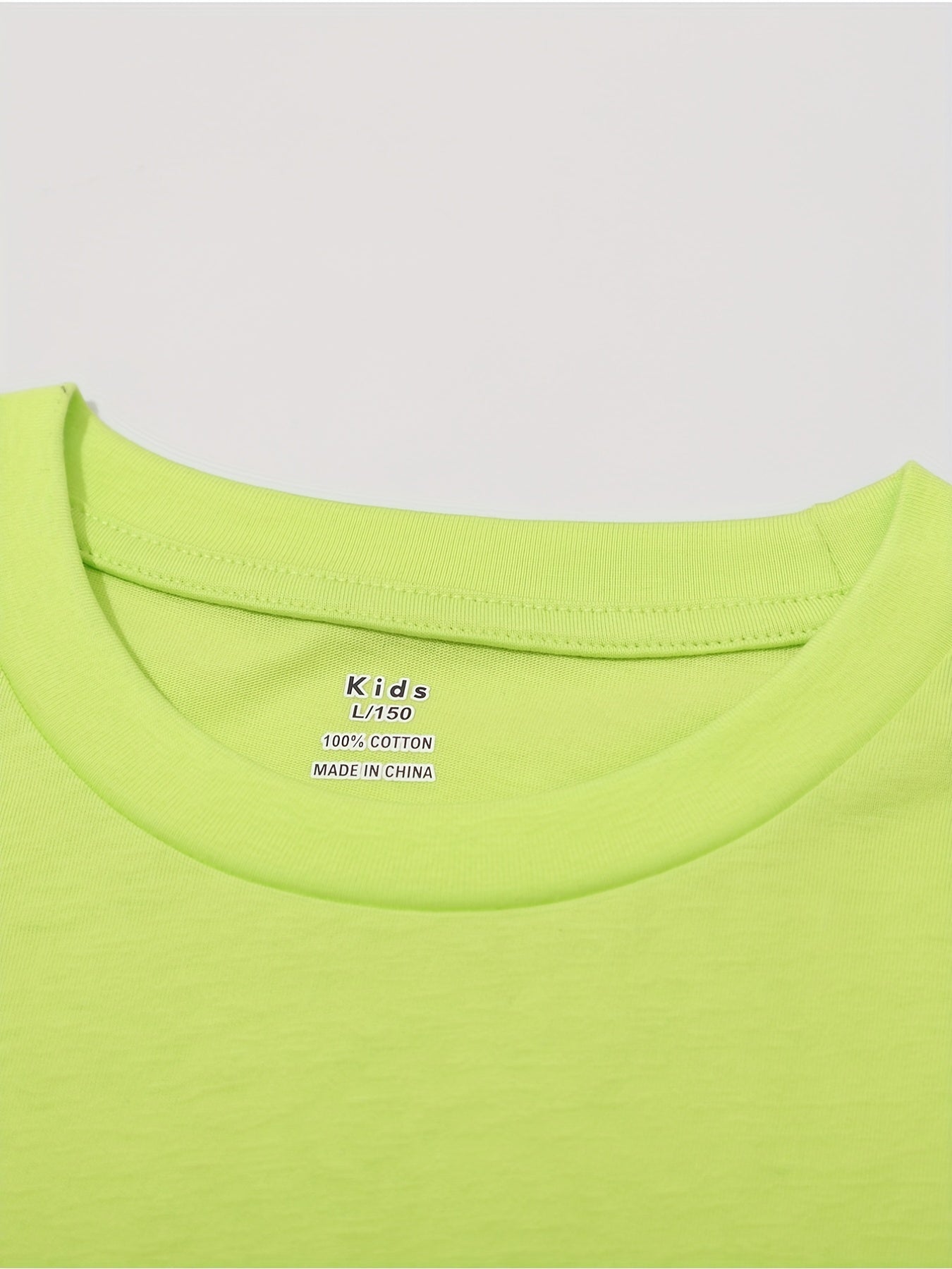 Kids Plain Cotton T Shirt Crew Neck Short Sleeve Top For Summer