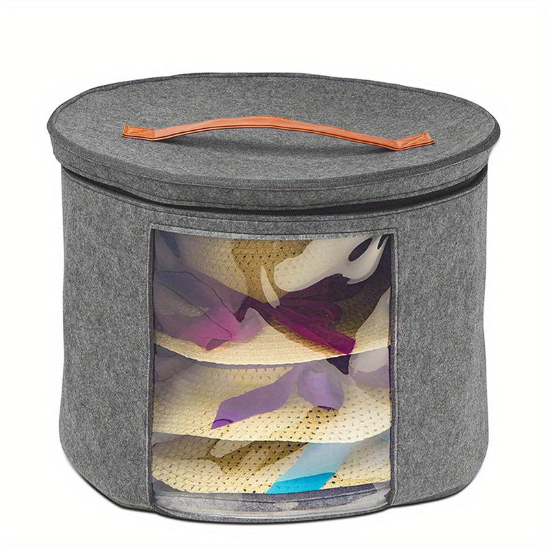 Large Felt Cowboy Hat Storage Box Dustproof Lid Closet Organization