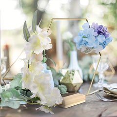 Golden Metal Floral Hoop Table Centerpiece for Party Wedding Decor