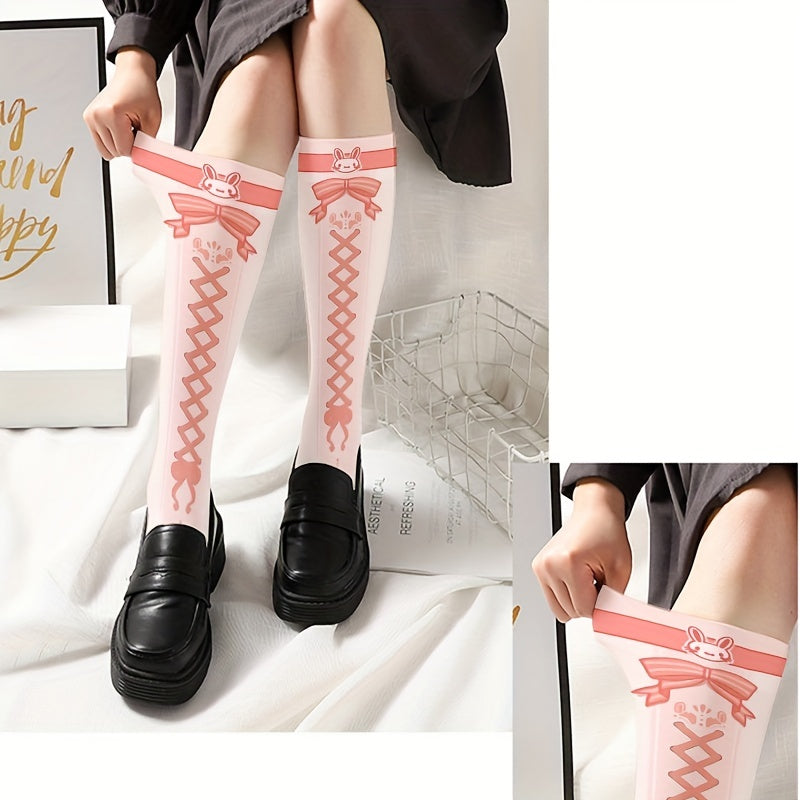 Bow Print Calf Socks Anime Cosplay Knee High Stockings