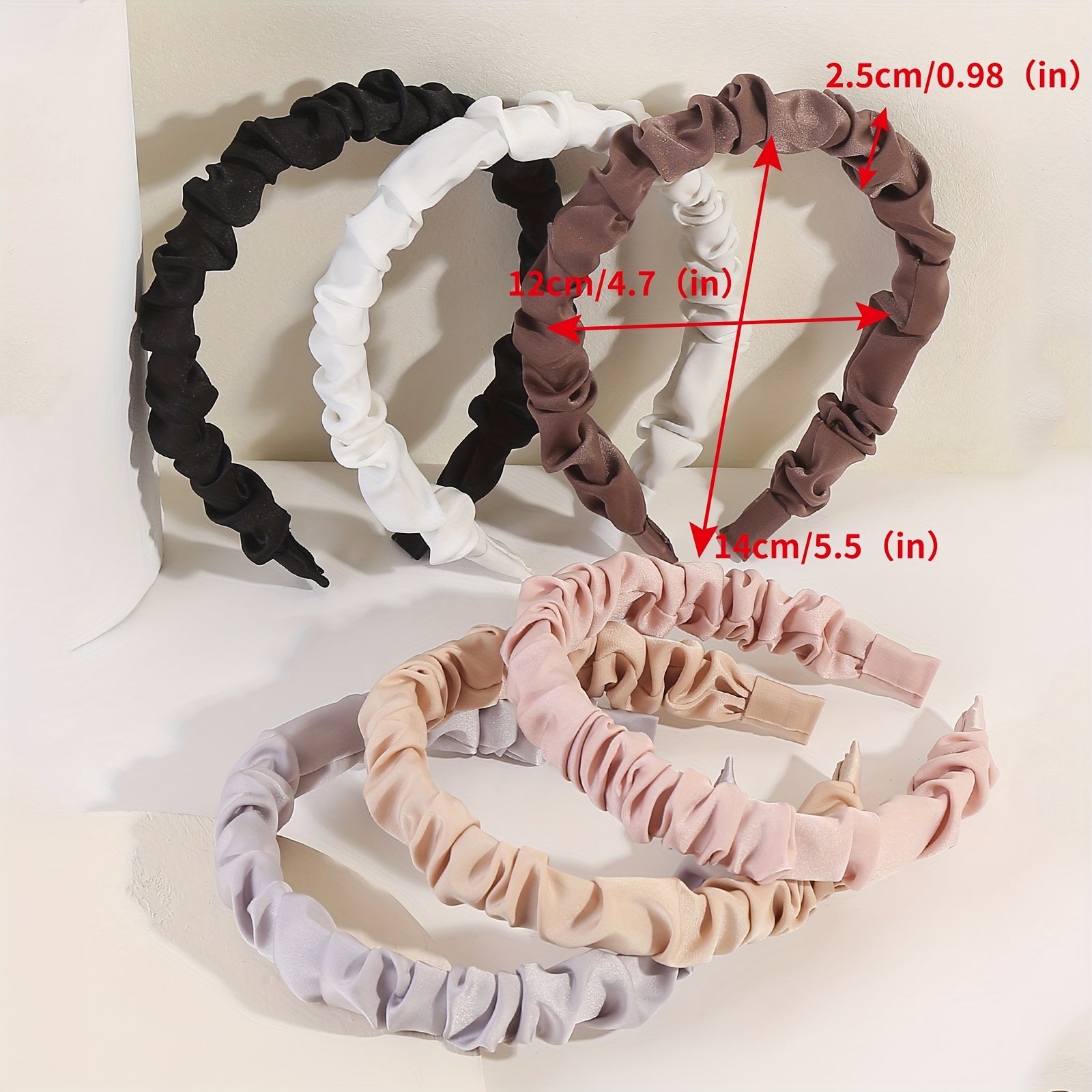 6PCS Solid Satin Hair Band Headdress Head Hoop For Women Girls