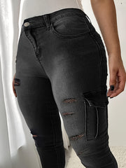 Women's Plus Size Casual Ripped Cargo Jeans