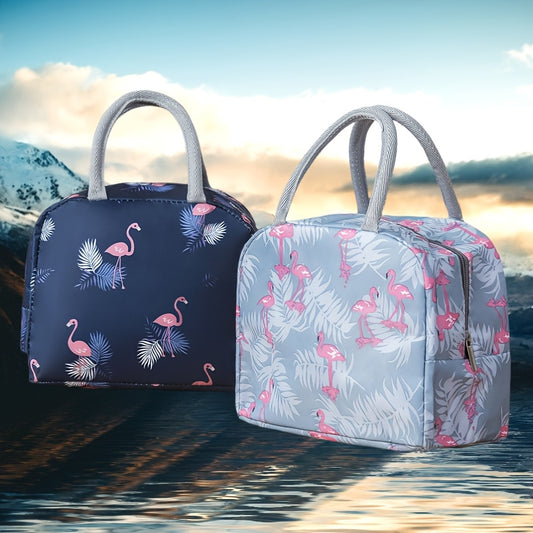 Flamingo Print Lunch Tote Bag Waterproof Thermal Lunch Box Bag