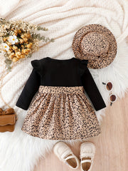 Baby Girl Leopard Print Dress Set with Hat & Belt