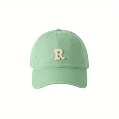 Letter Patch Baseball Cap Mint Green Lightweight Casual Sun Hat