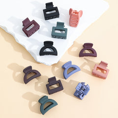 12pcs Mini Square Hair Claw Matte Ponytail Holder