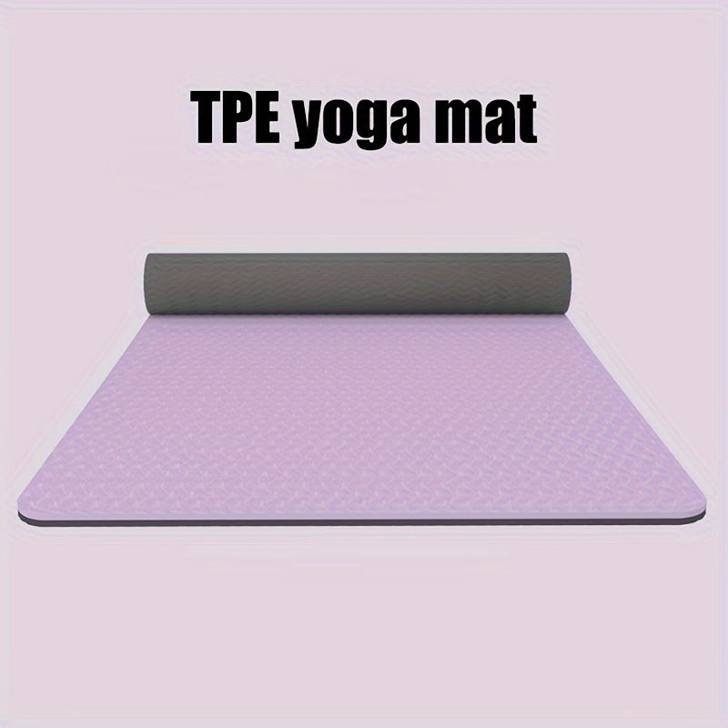 1pc TPE Double sided Non slip Cushioned Yoga Mat Pilates Supplies Home Fitness