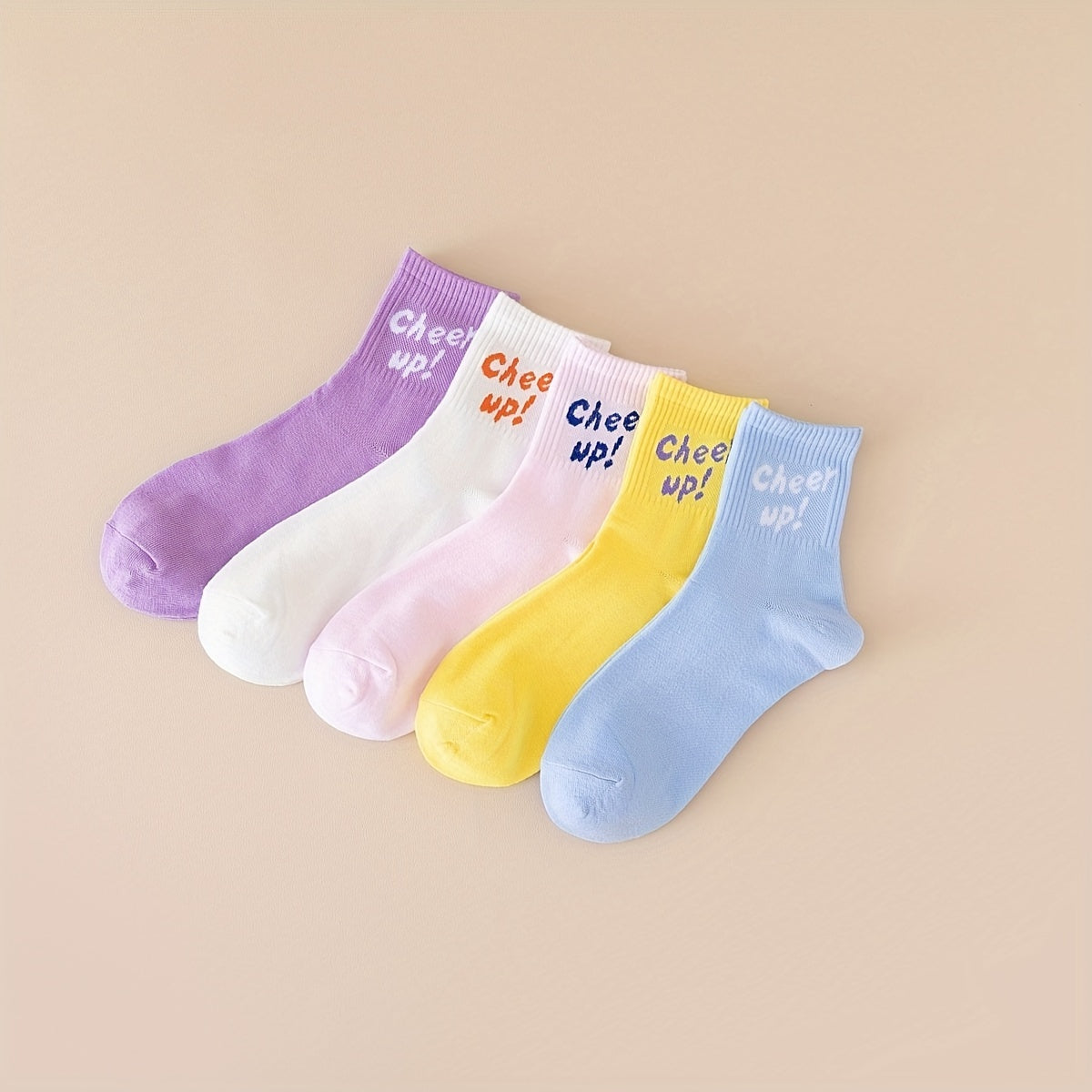5 Pairs Letter Print Socks Women's Stockings