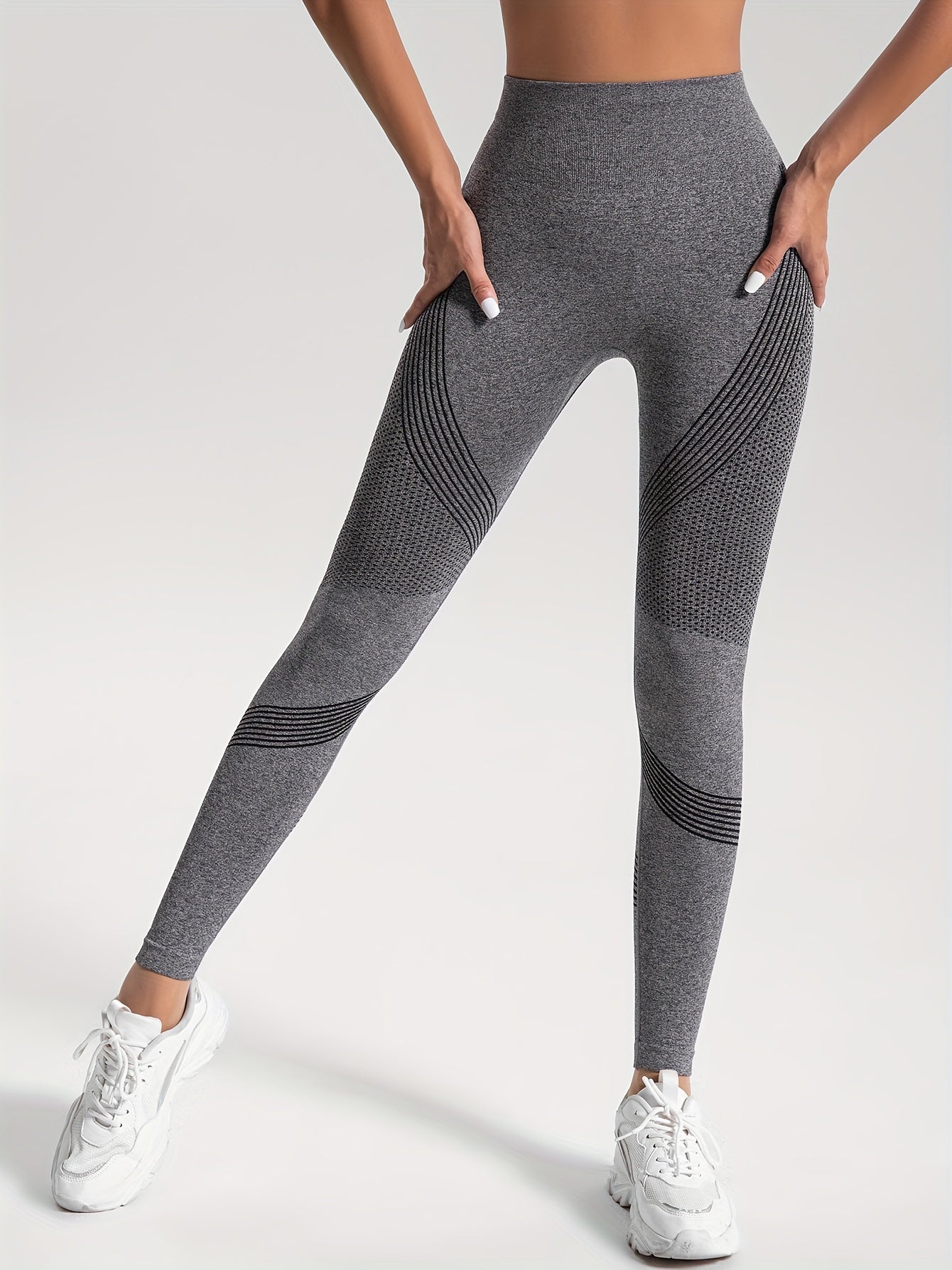 Stretchy Knit High-Waisted Leggings for Yoga and Running