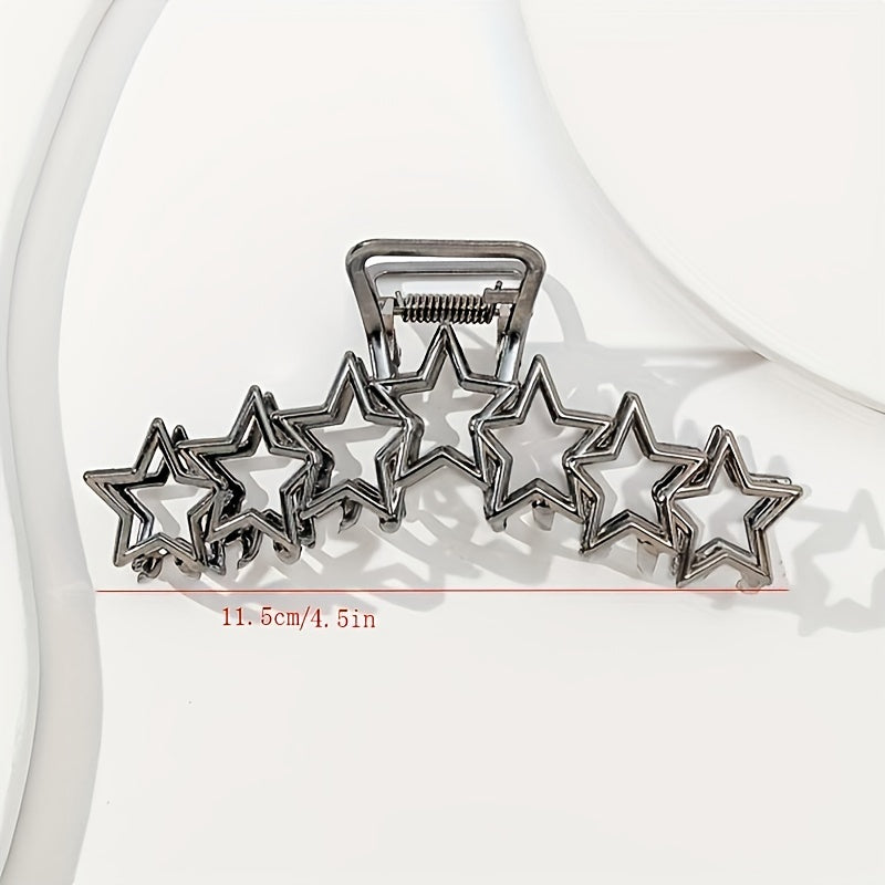 Y2K Alloy Star Hair Claw Clip Non Slip Silvery