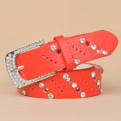 Women's Rhinestone Inlaid Casual Waist Belt