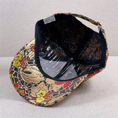 Golden Flower Embroidery Baseball Cap Dad Hat for Women