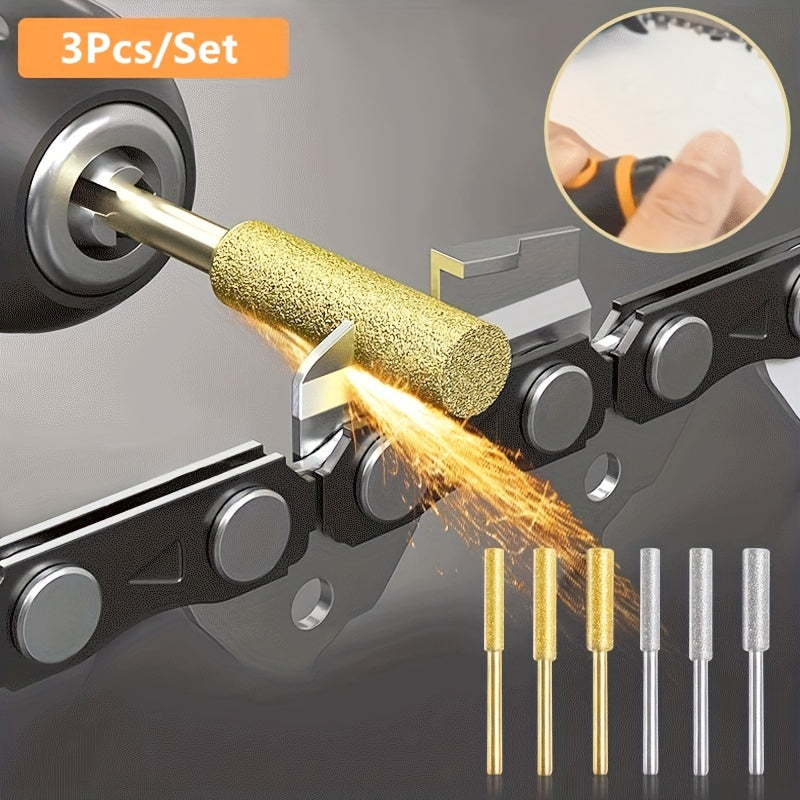 3-Piece Diamond Coated Chainsaw Sharpener Set