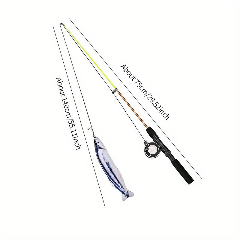 Interactive Cat Feather Teaser Wand with Replacement Heads