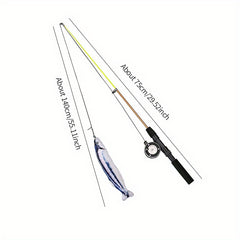 Interactive Cat Feather Teaser Wand with Replacement Heads