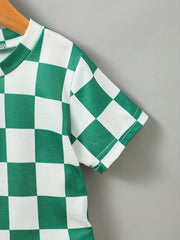 2pcs Boys Teen Checkerboard T-shirt & Shorts Set for Summer