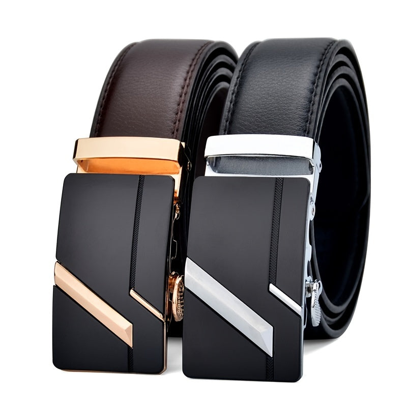 High-end Men's Business Style Auto Buckle Leather Belt Jeans All-match