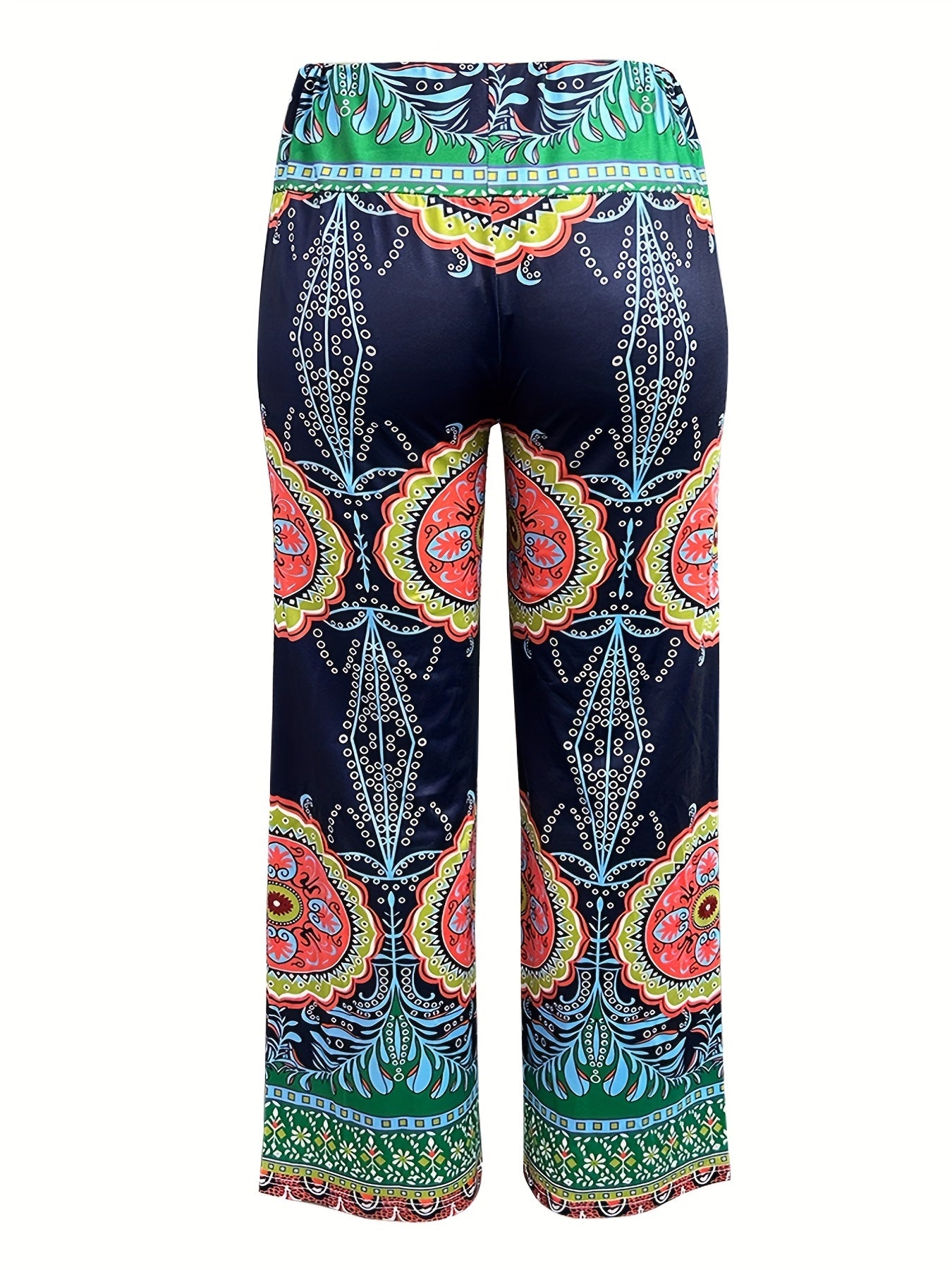  Geometric Print High Waist Yoga Wide Leg Pants