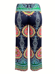  Geometric Print High Waist Yoga Wide Leg Pants