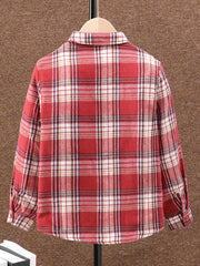 Boys Plaid Shirts Long Sleeve Lapel Tops Spring Fall Outwear Jackets