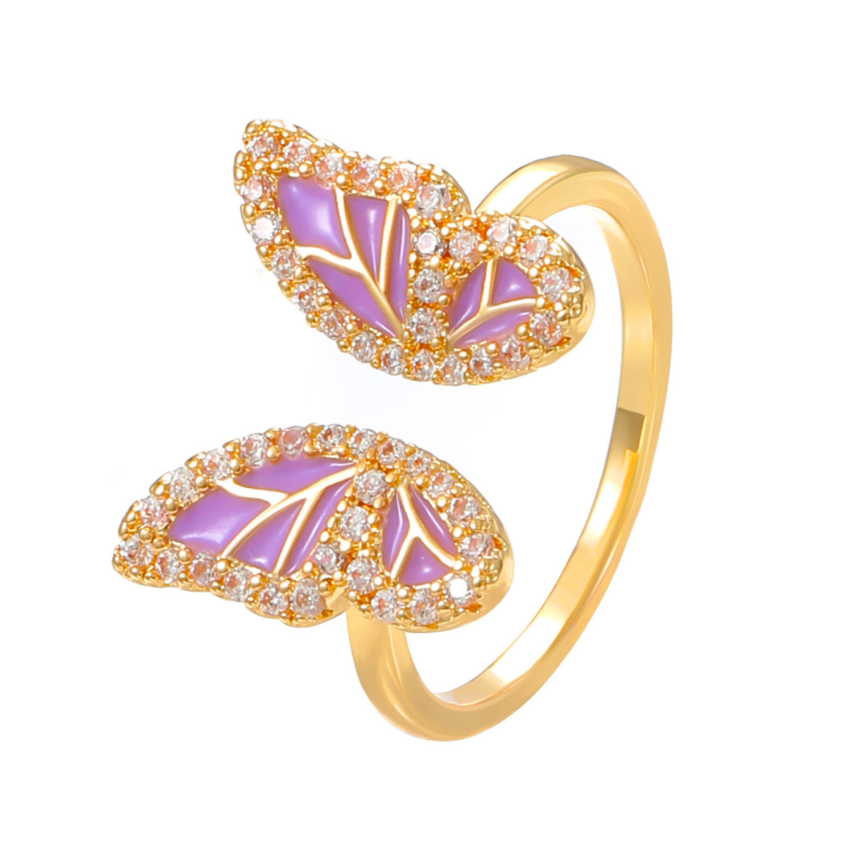 Butterfly Ring 14k Plated Faux Pearl Adjustable Cuff - Party Accessory