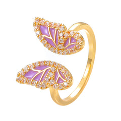Butterfly Ring 14k Plated Faux Pearl Adjustable Cuff - Party Accessory