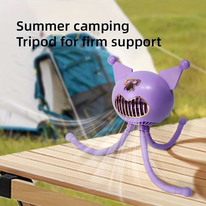 Cute Monster Baby Stroller USB Handheld Leafless Fan