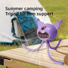 Cute Monster Baby Stroller USB Handheld Leafless Fan