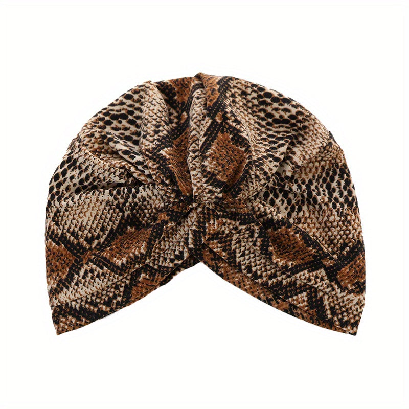 Snakeskin Print Turban Cap Lightweight Head Wrap