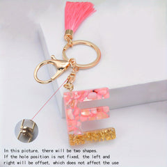 Y2K Initial Letter Keychain Pink Tassel Key Chain Resin English Letters Pendant