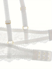 Sultry Lace Push Up Bra Bow Tie Semi Sheer Lingerie