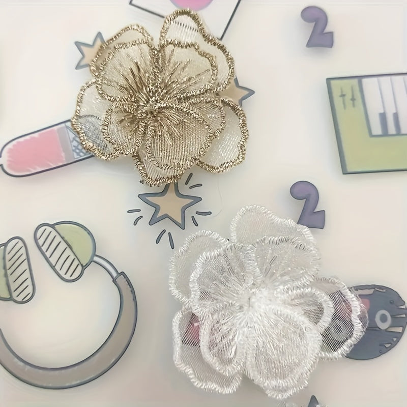 2pcs Lace Flower Patches DIY Appliques Clothing Dress Home Decor