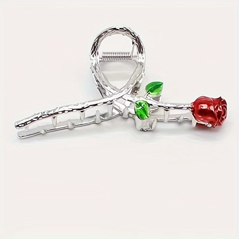 4pcs Rose Flower Hair Claw Metal Ponytail Holder Hair Clip Hair Accessories
