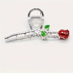 4pcs Rose Flower Hair Claw Metal Ponytail Holder Hair Clip Hair Accessories