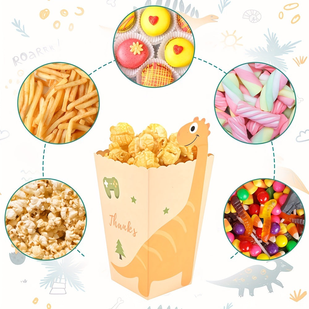 12PCS Dinosaur Popcorn Boxes for Kids Birthday Party Snacks