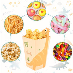 12PCS Dinosaur Popcorn Boxes for Kids Birthday Party Snacks
