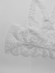 Floral Lace Wireless Bra Scalloped Trim Unlined Bra