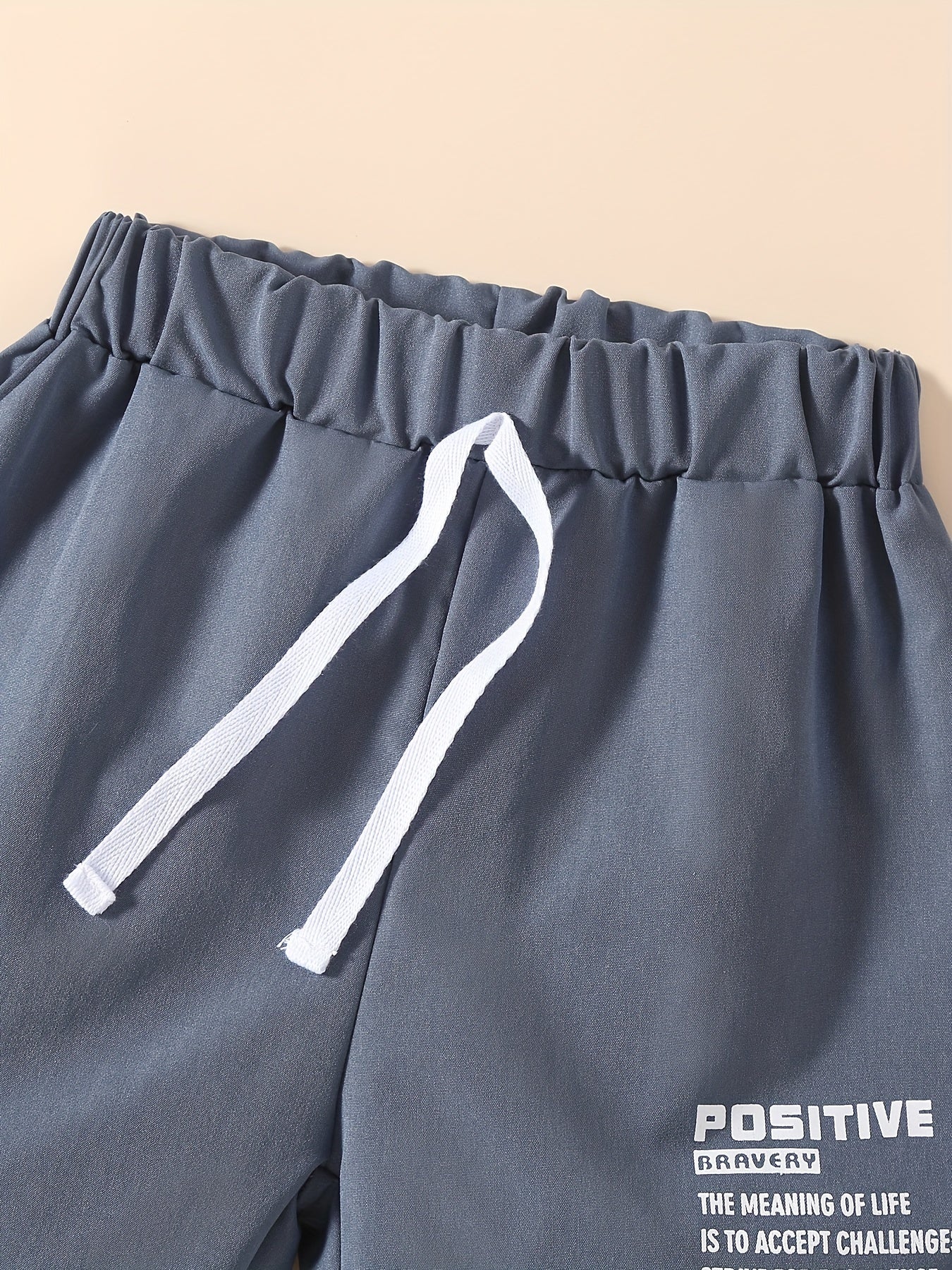 3pcs Positive Letter Print Boys Comfortable Creative Shorts