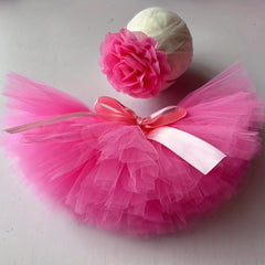 Hot Pink Tutu & Flower Headband Set for Newborns & Toddlers
