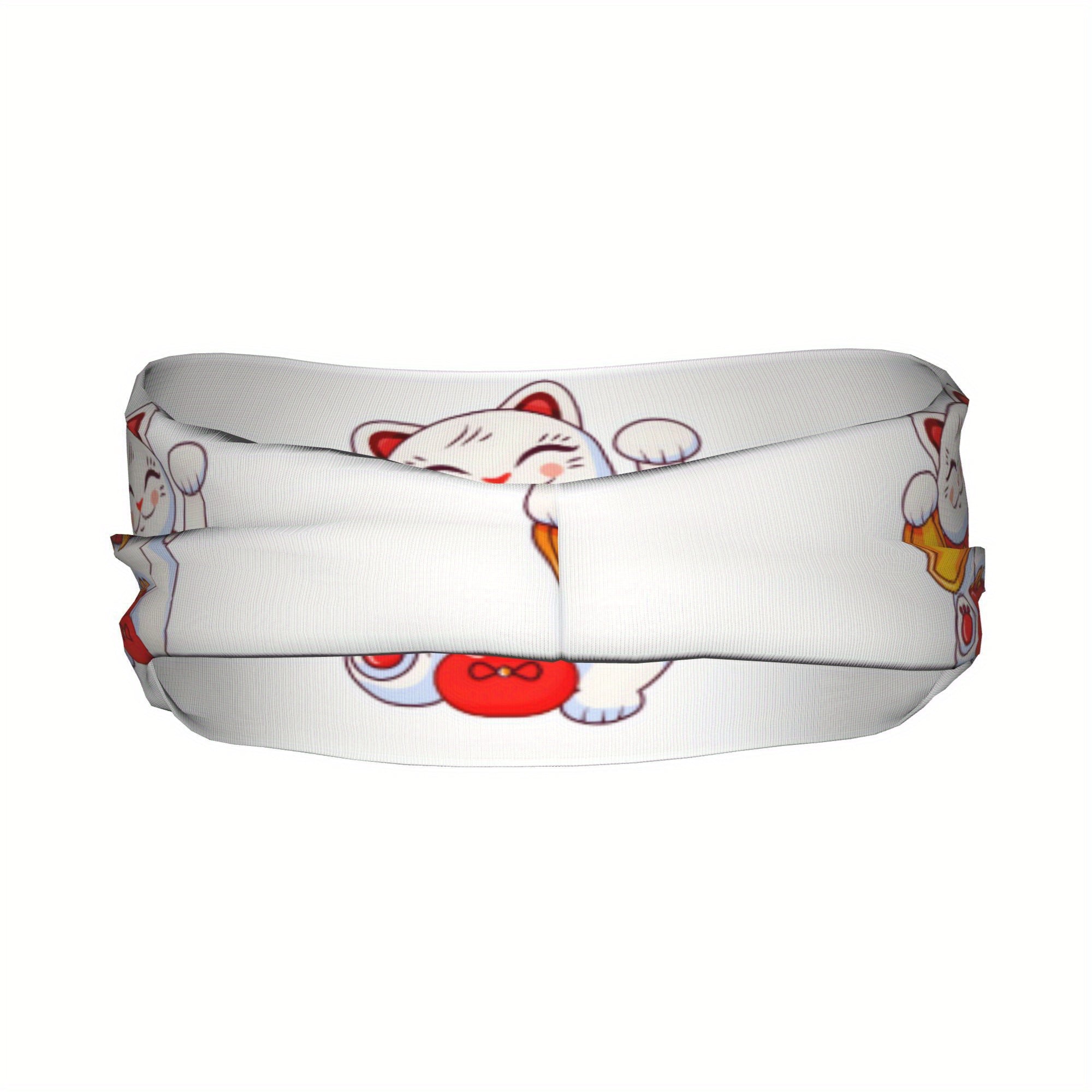 Lucky Cat Unisex Sports Headband Sweat Wicking Stretchy & Breathable Polyester