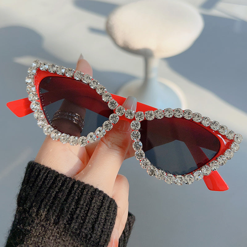 Vintage Rhinestone Cat Eye Sunglasses Y2K Women Eyewear