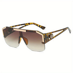 Large Frame Contrast Sunglasses Hollowed Out Lion Decorated Sports Goggles