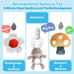 Soft Plush Baby Car Seat Hanging Toy Animal Wind Chime Squeaky