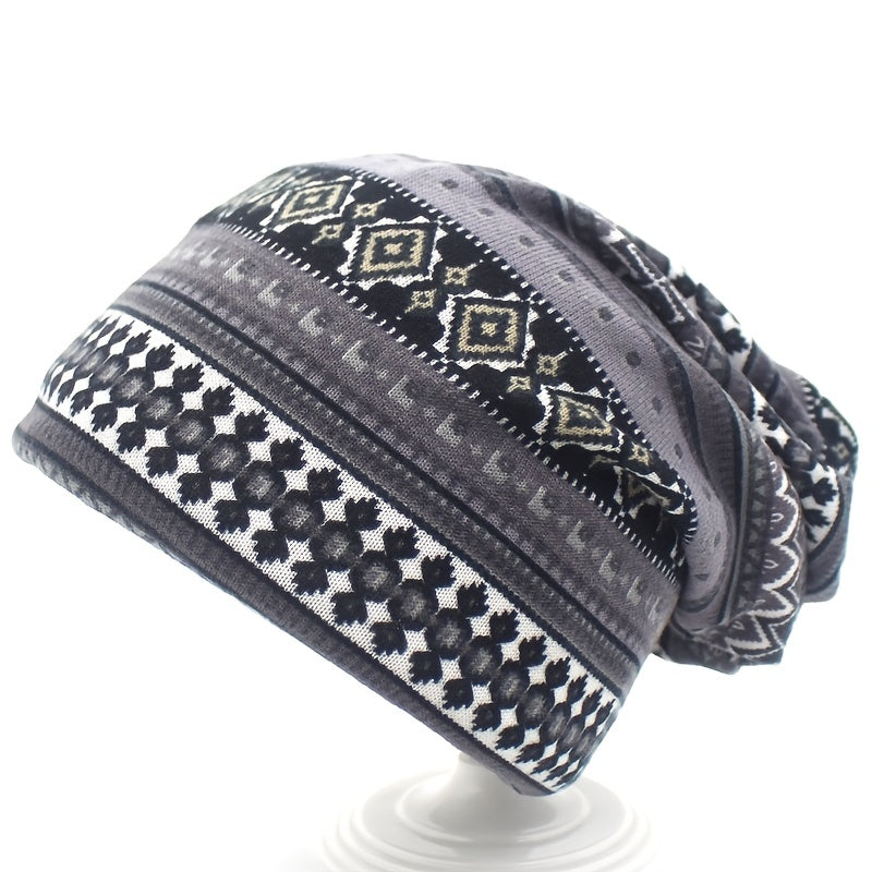 Vintage Boho Style Beanie Hat Scarf Combo
