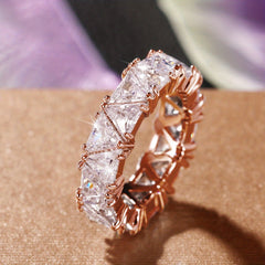 Triangle Zircon Ring 18k Plated Promise Ring for Female