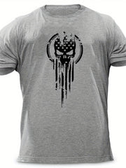 Vintage Skull Graphic T-Shirt for Men Comfortable Crew Neck Tee