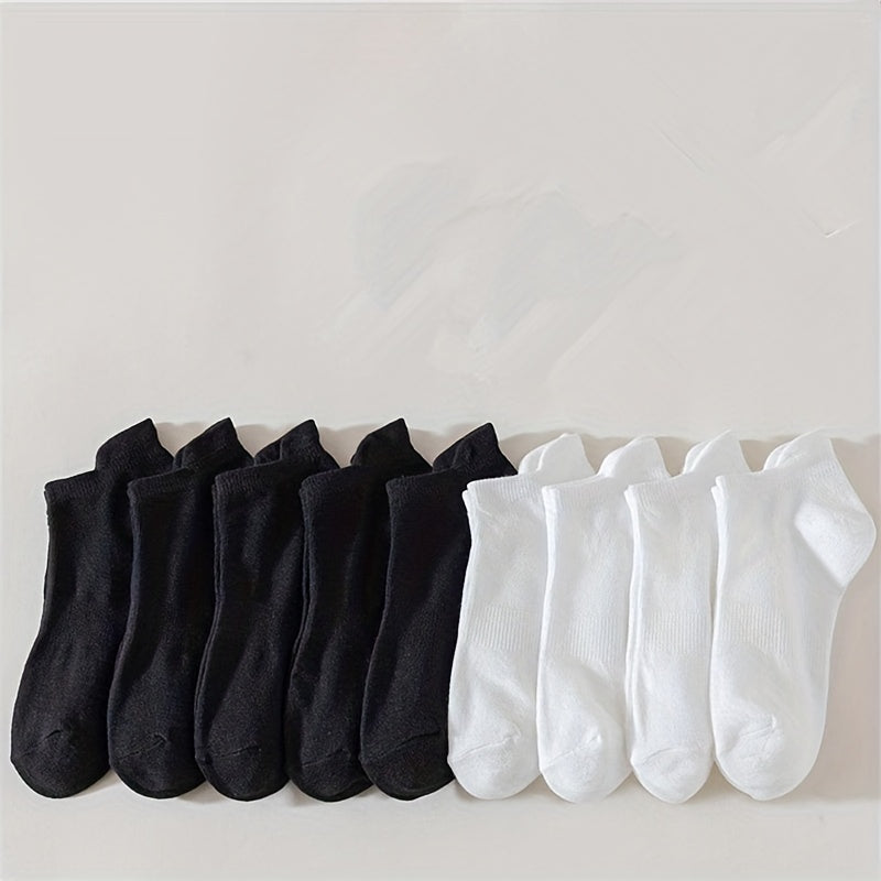 10 Pairs Solid Low Cut Socks Soft & Comfy Women's Stockings